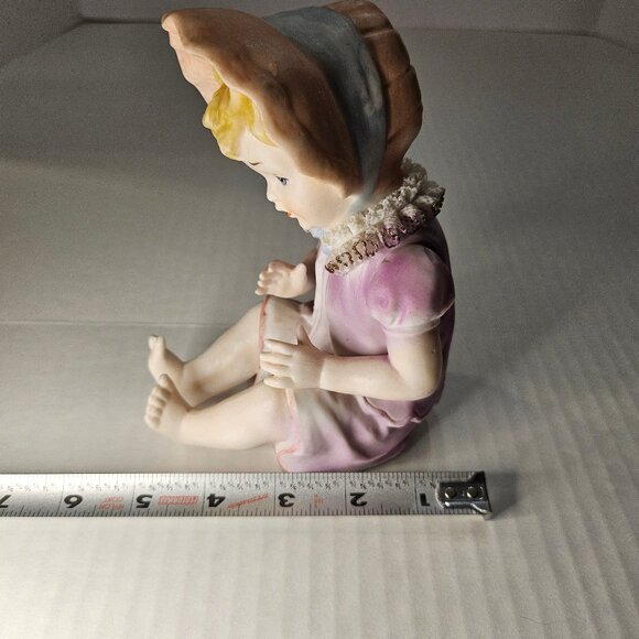 Vintage 1950s Piano Baby by Arnart 5th Ave Blonde Baby Pink Bonnet & Dress - Picture 6 of 7